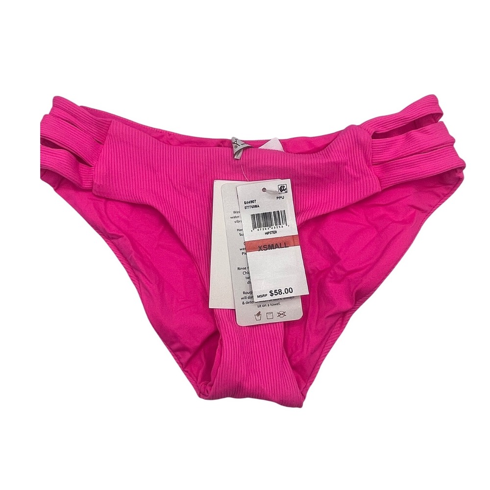 BECCA Pink Punch Fine‎ Line Hipster Bikini Bottom Side Cutout Women's Size XS